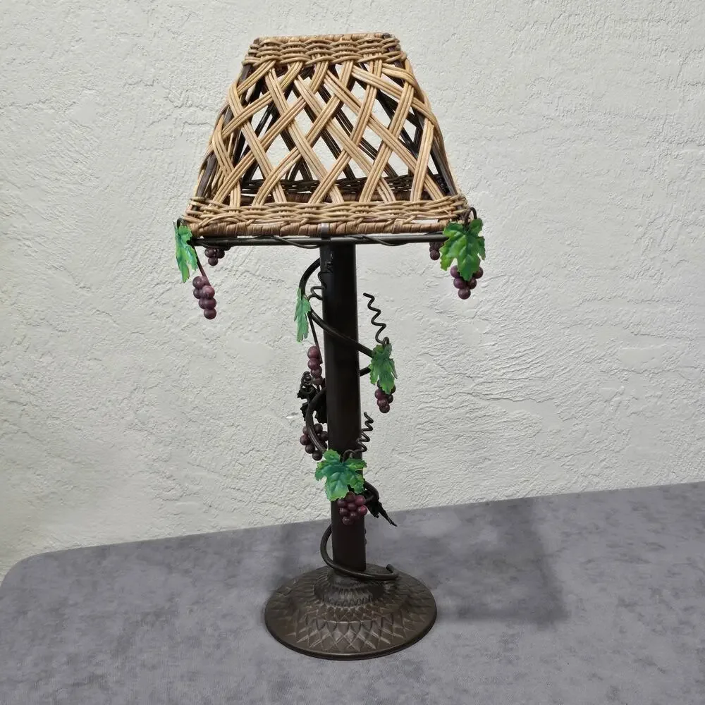 Vintage Bronze Grape Vine Wine Woven Wicker Rustic Style Tealight Candle Holder